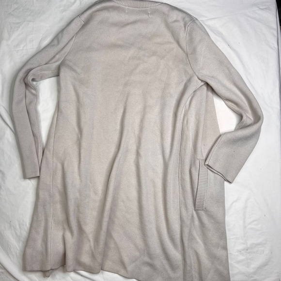 NWT Contemporaine Simons Womens M Gray Beige Long Open Front Sweater Wool Blend - Picture 2 of 8